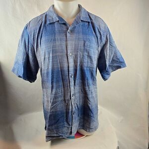 Tommy Bahama Shirt Mens XL Blue Button Up Silk Blend Casual Beach Vacation
